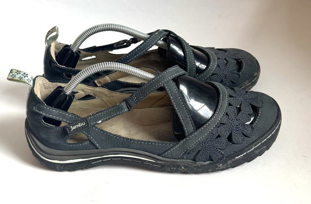 Jambu Comfort Cushioned Mary Jane Sandal Navy Blue Size 8 Regular